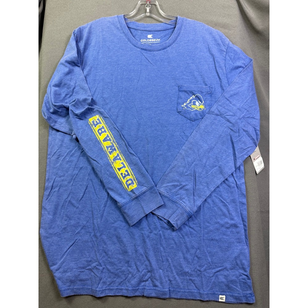 Colosseum University of Delaware Blue Hens Long‎ Sleeve Pocket Tee Blue Men's XL